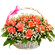 basket of coral roses with babys breath. Amsterdam